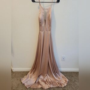 Galina Signature - Charmeuse Keyhole Crisscross Bridesmaid Dress - Champagne